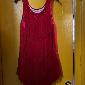 Red Fringe Sleeveless Dress